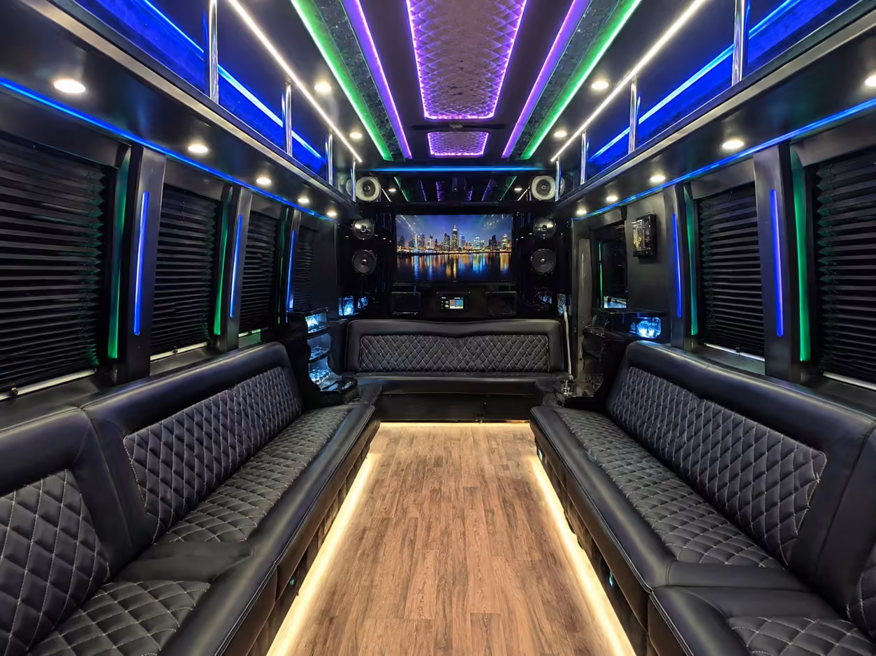 15 passenger party bus inside