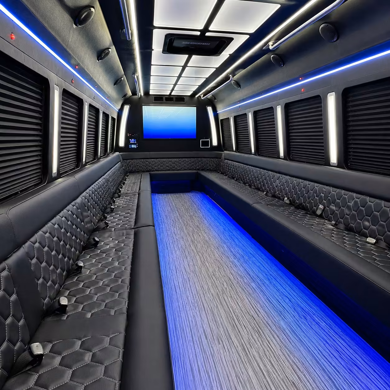 40 passenger party bus interior